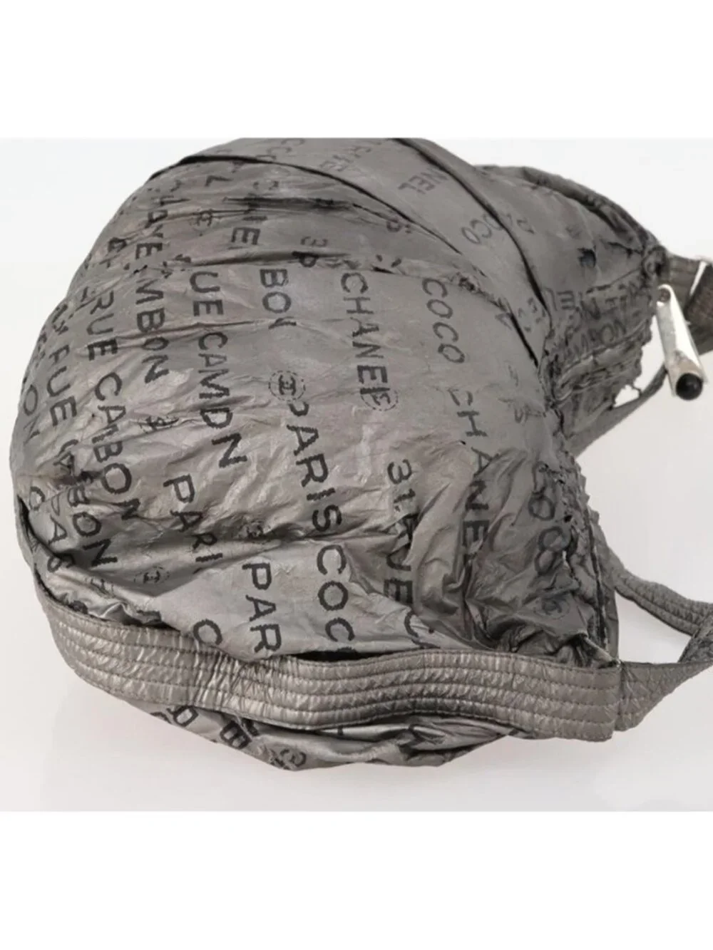 Authentic CHANEL Unlimited Shoulder Bag Coated Canvas Silver CC